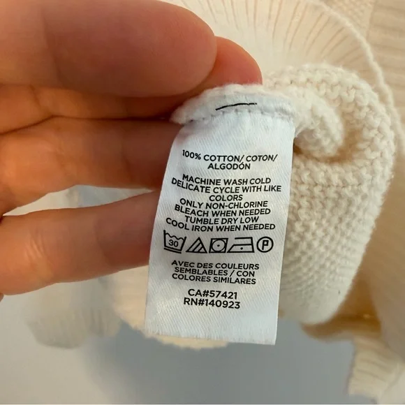 LOFT Stitchy V Neck Cardigan; Whisper White; XL; Cream Cardigan; 100% Cotton - Picture 5 of 5